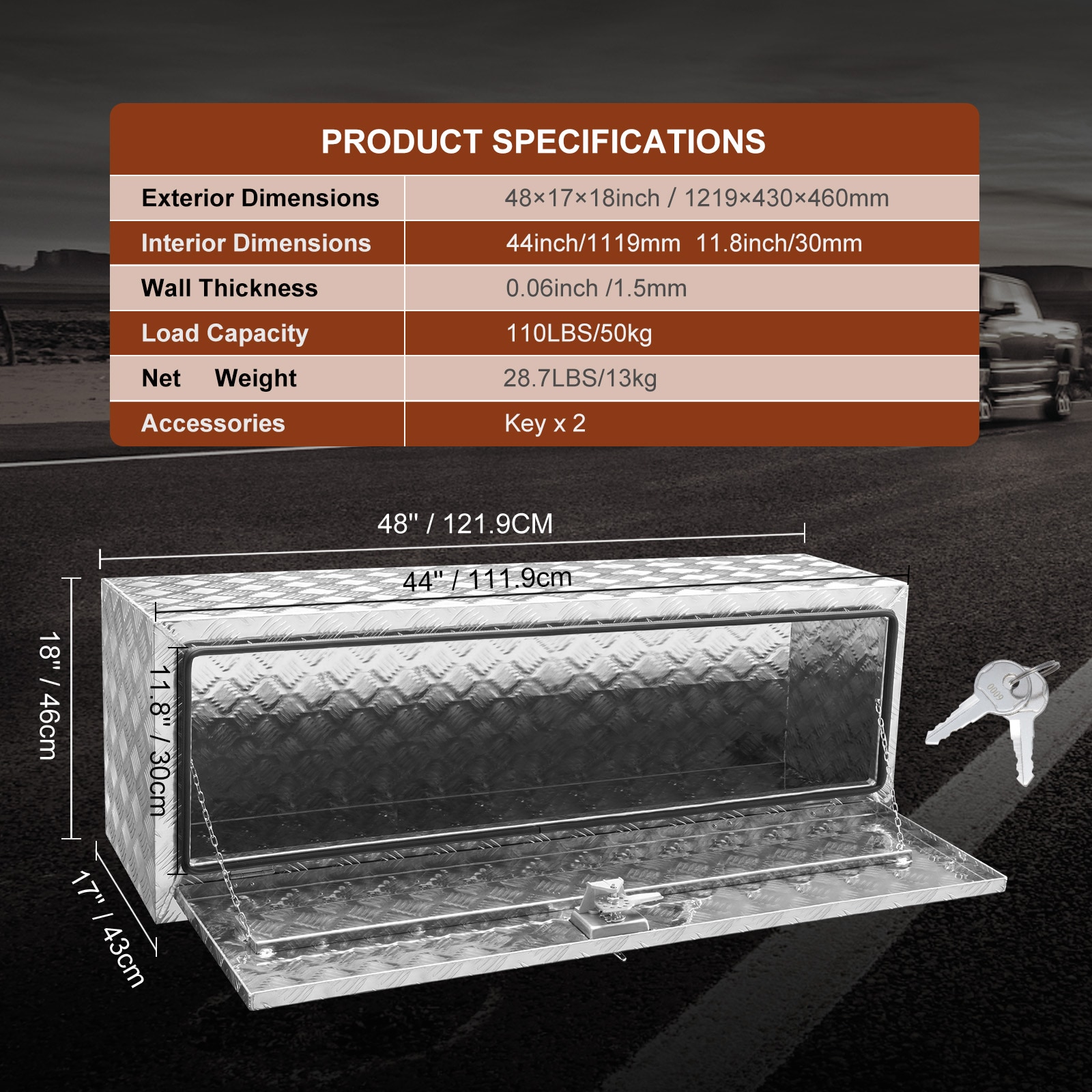 Heavy Duty Aluminium Underbody Tool Box For Pickup Van And Trailer_voghion.com